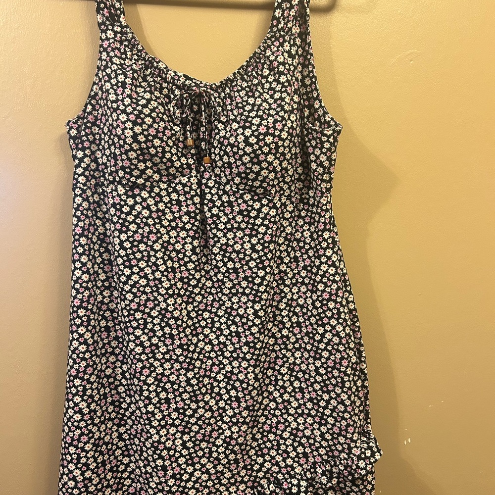 Floral Sleeveless Dress Empire Babydoll Dress Tunic